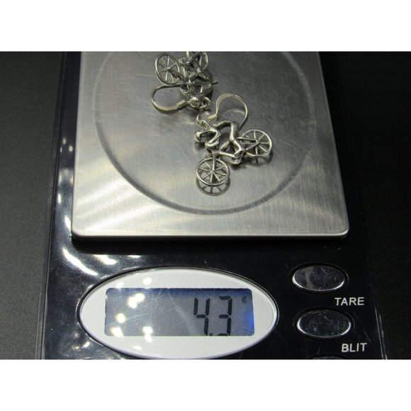 Sterling Silver Person Riding A Bike Rustic Earrings Vintage Wedding Engagement - Picture 5 of 5